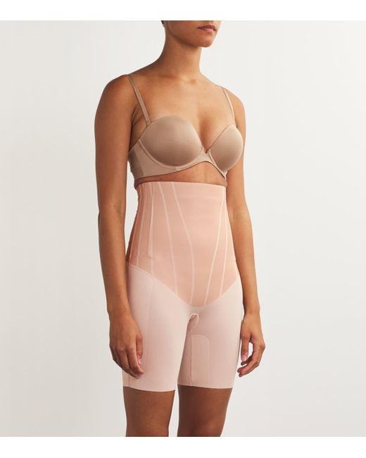 Spanx Pink Supersculpt Totalcontour High-Waisted Mid-Thigh Shorts