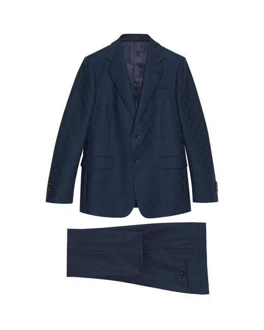 Gucci Blue Wool Gg 2-piece Suit for men