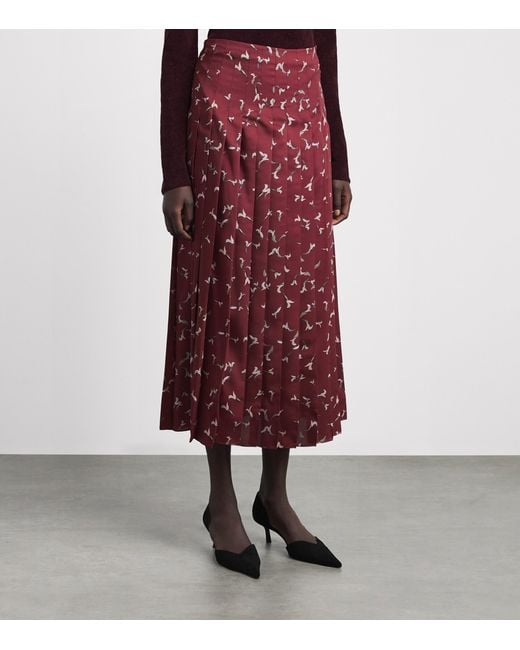 Altuzarra Red Pleated Monti Midi Skirt