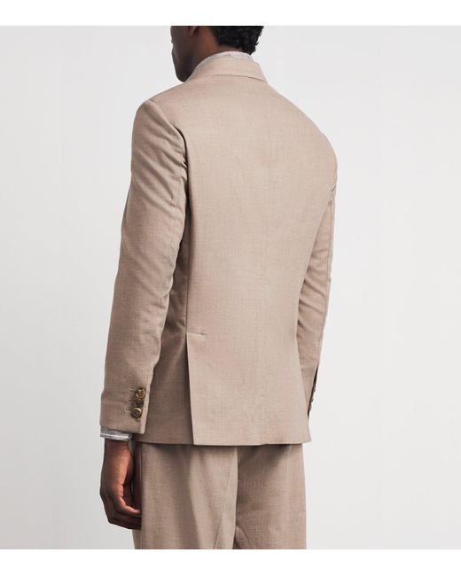 Alan Scott Brown Worsted Cashmere Slim Blazer for men