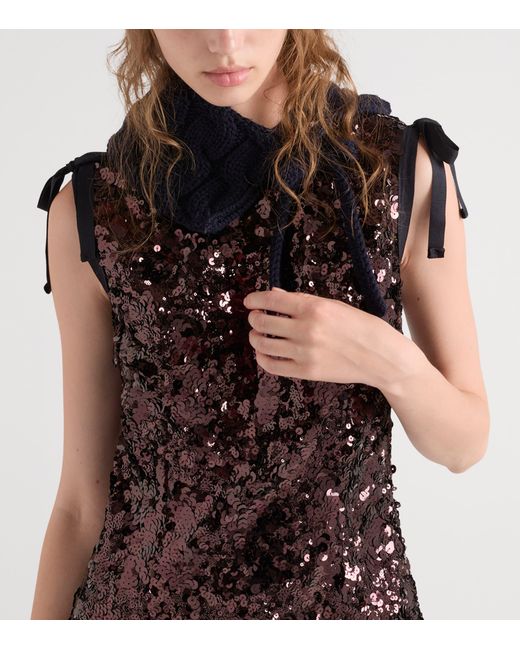 Prada Brown Sequinned Midi Dress