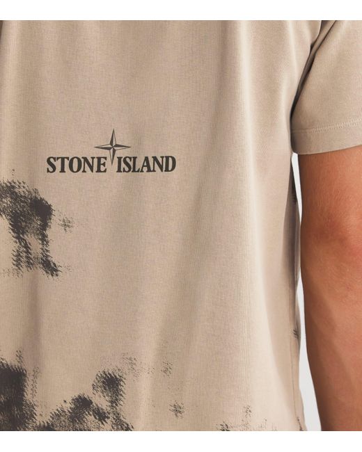 Stone Island Natural Cotton Compass Print T-Shirt for men