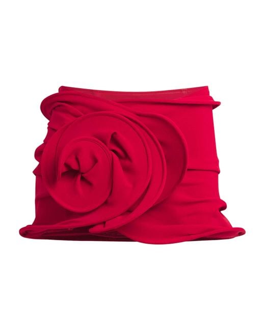 Magda Butrym Red Wool Rose-Appliqué Skirt