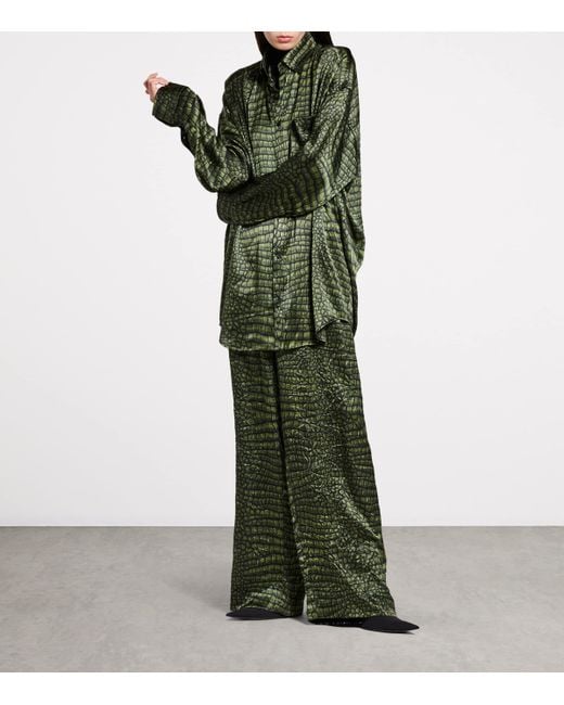 Balenciaga Green Silk Cocoon Long-Sleeve Shirt