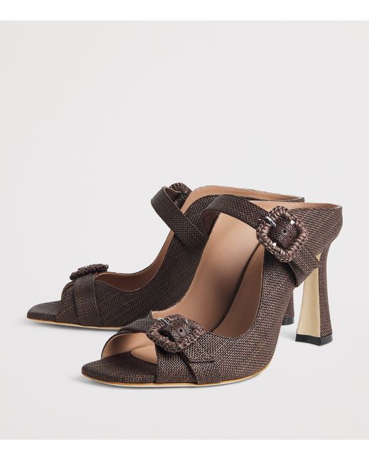 Malone Souliers Brown Raffia Kimberly Heeled Mules 90