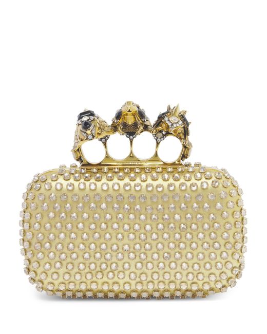 Alexander McQueen Metallic Crystal Bosch Knuckle Clutch Bag
