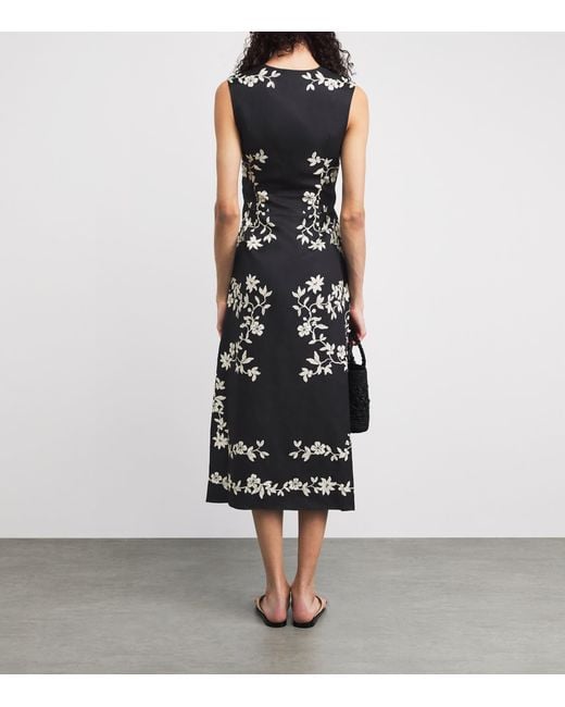 Claudie Pierlot Black Floral Cut-Out Midi Dress