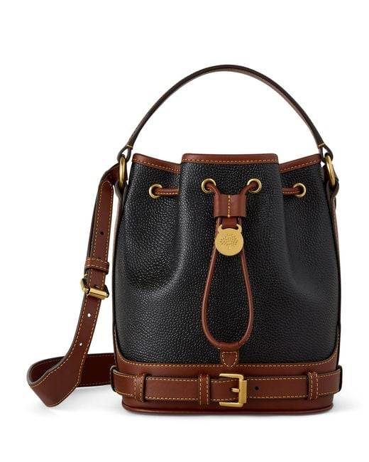 Mulberry Black Small Leather-Trim Bucket Bag