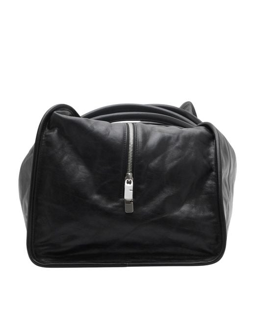 Burberry Black Crinkled Leather Shied Duffle Bag for men