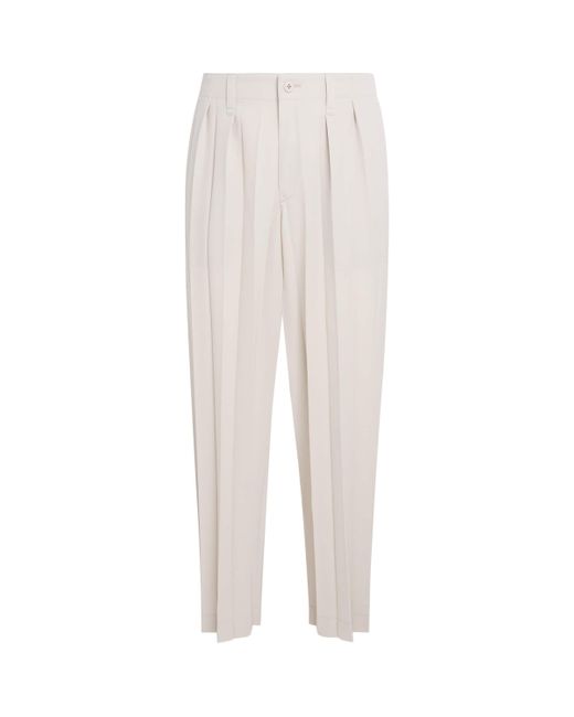 Homme Plissé Issey Miyake White Pleated Edge Ensemble Trousers for men