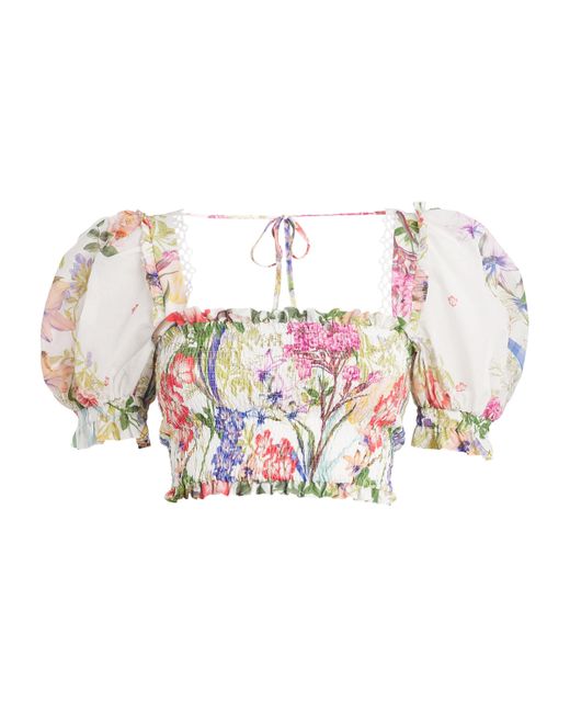 Charo Ruiz White Floral Lirio Crop Top