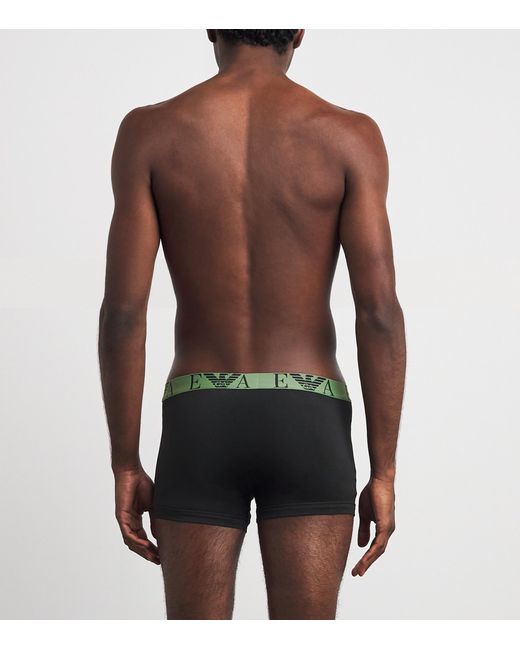 Emporio Armani Green Stretch-Cotton Eagle Monogram Trunks for men
