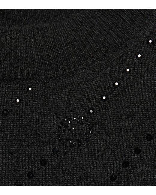 Gucci Black Cashmere Embellished Interlocking G Sweater