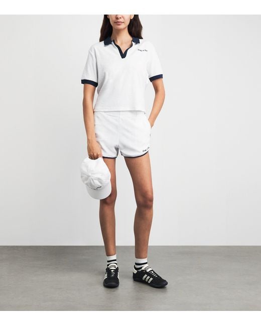 Sporty & Rich Blue Terry Cotton Signature Logo Polo Shirt