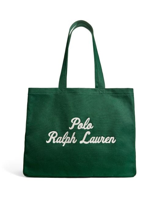 Polo Ralph Lauren Green Cotton Logo Tote Bag for men