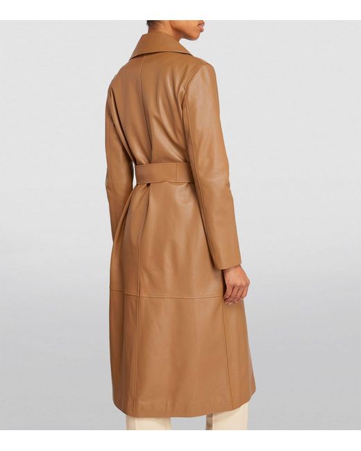 Yves Salomon Brown Leather Trench Coat