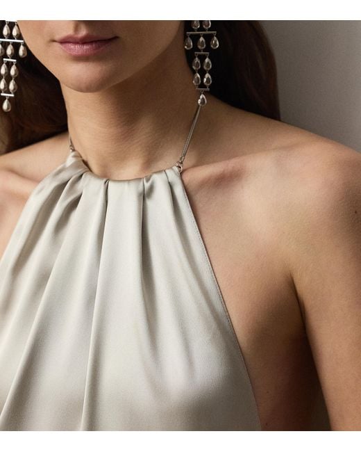 Ralph Lauren White Stretch-Satin Corra Maxi Dress
