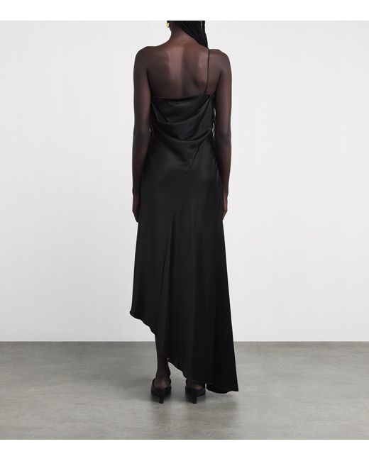 Camilla & Marc Black Silk Asymmetric Odessa Maxi Dress