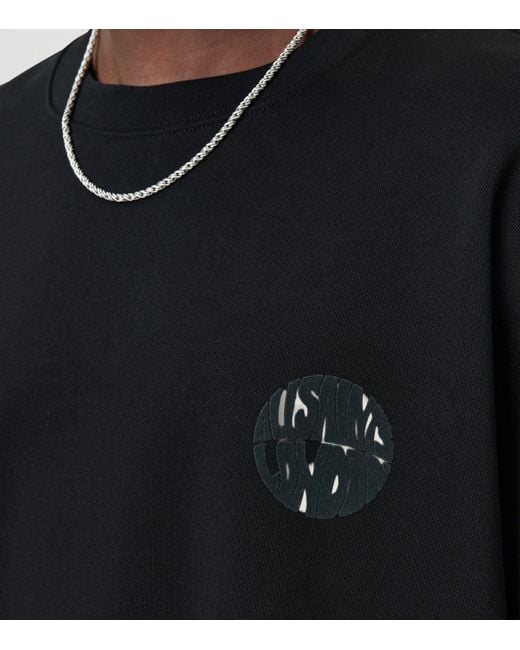 AllSaints Black Organic Cotton Waved Sweatshirt for men