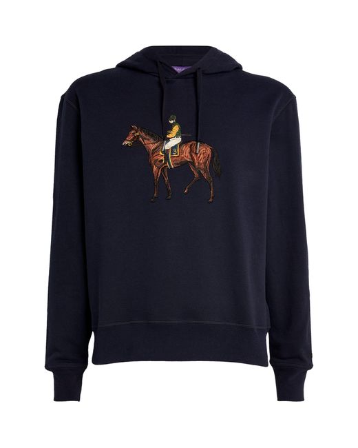 Ralph Lauren Purple Label Blue Standing Horse Hoodie for men
