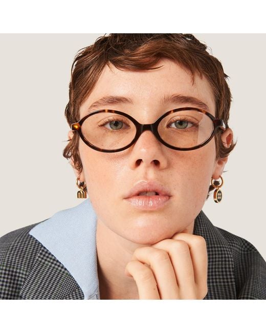 Miu Miu Metallic Enamelled Logo Hoop Earrings