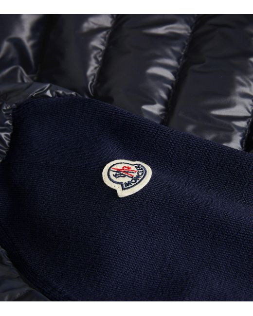 Moncler Blue Puffer-detail Zip-up Jacket