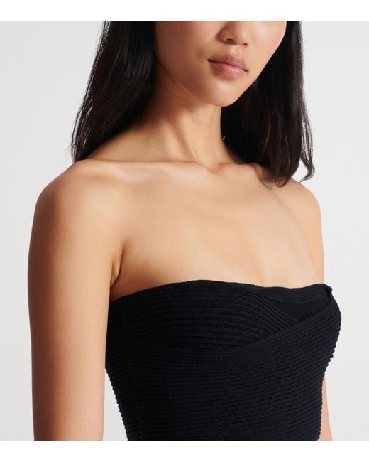 Balmain Black Rib-Knit Bandeau Top
