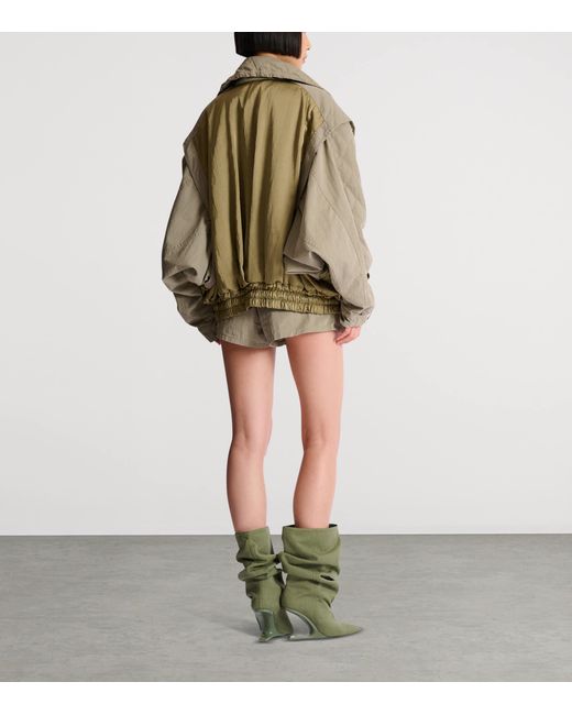 Balmain Green Twill Bomber Jacket