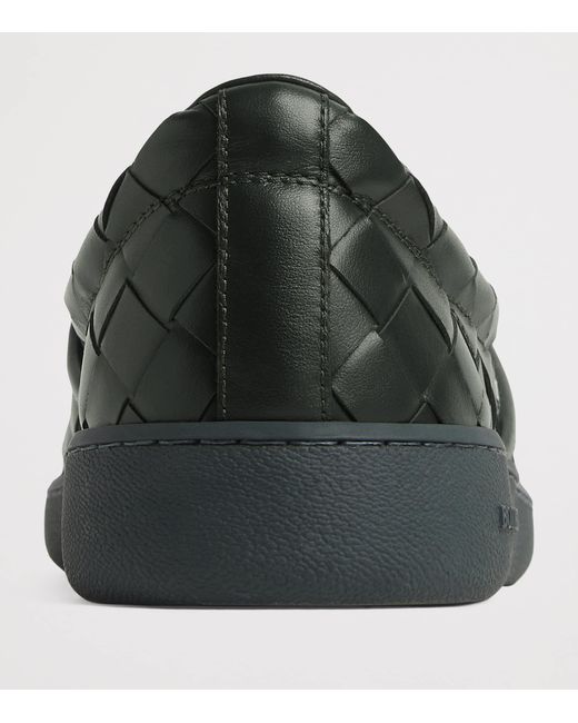 Bottega Veneta Black Leather Intrecciato Loafers for men