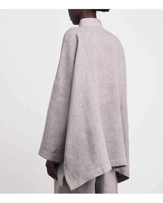 Eskandar Gray Linen Wide Longline Jacket