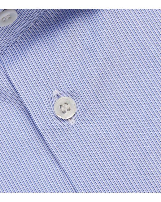 Giorgio Armani Blue Cotton Twill Shirt for men