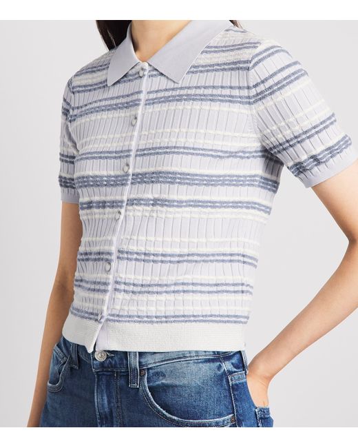 Rag & Bone White Cotton-Blend Stripe Karina Cardigan