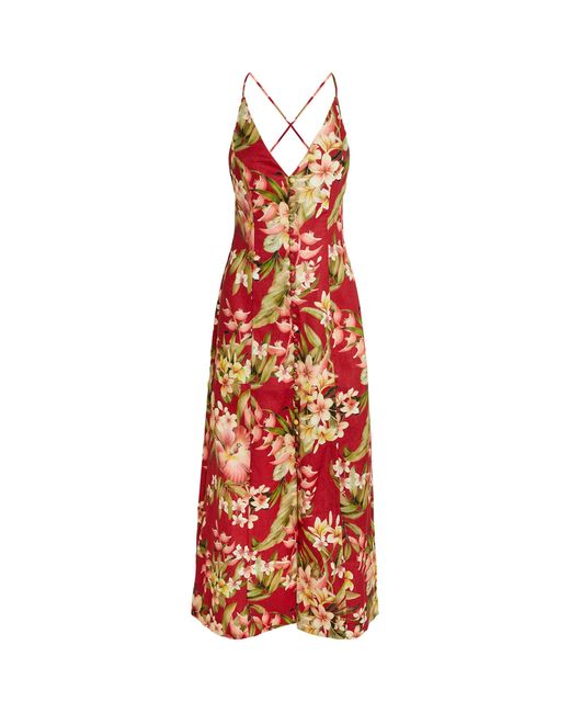 Zimmermann Red Linen Floral Lexi Dress