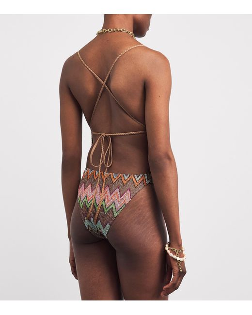 Missoni Multicolor Metallic-Thread Zigzag Swimsuit