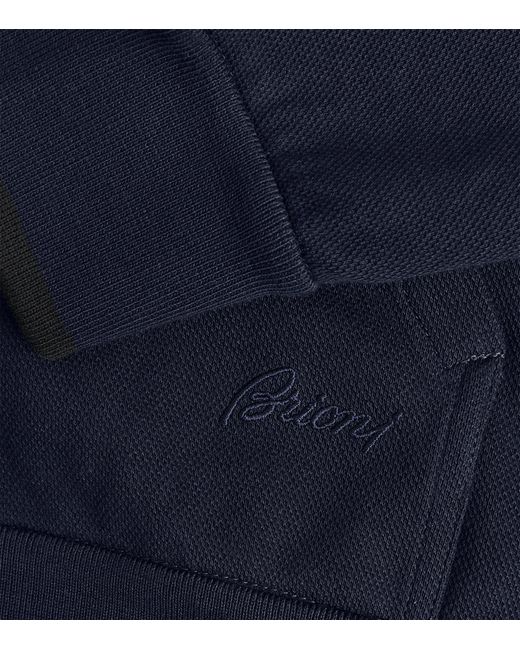 Brioni Blue Cotton-Blend Zip-Up Sweater for men