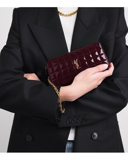 Saint Laurent Purple Monogram Pouch With Chain