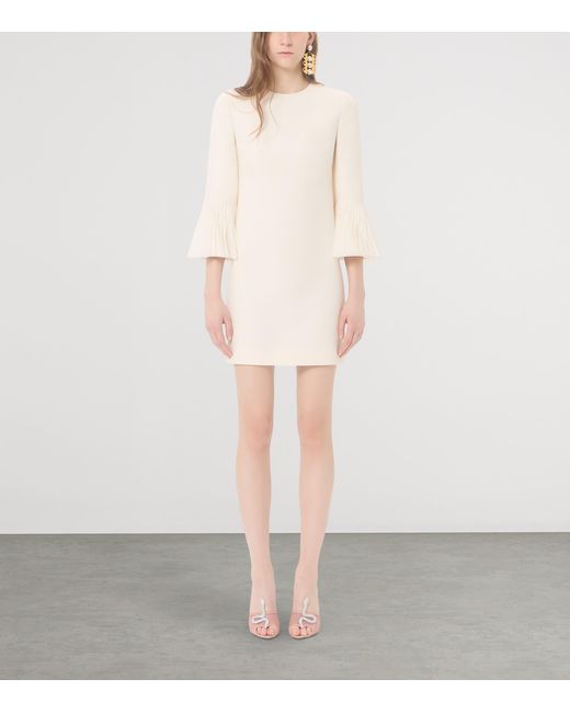 Valentino Natural Silk-Wool Ruffle Mini Dress