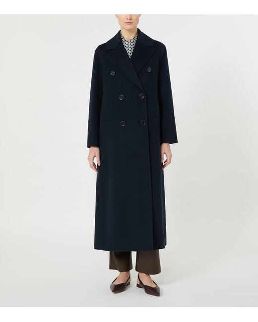 Max Mara Blue Virgin Wool Double-Breasted Coat