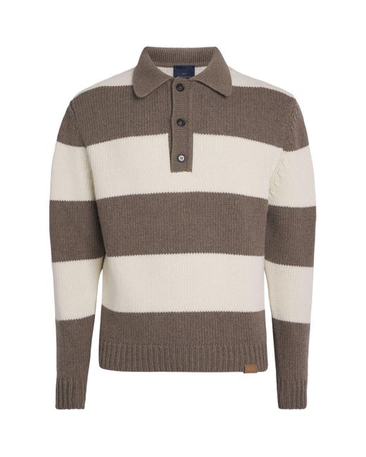 Paul & Shark Gray Wool-Blend Stripe Polo Shirt for men
