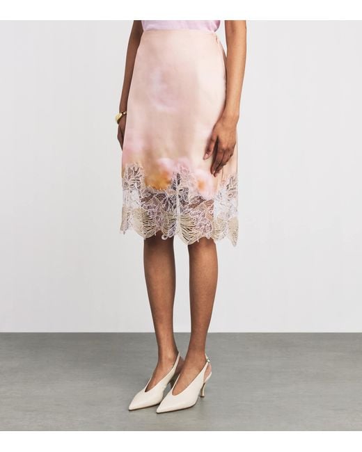 Fabiana Filippi White Silk Printed Midi Skirt