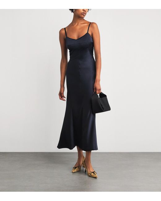 Sandro Blue Satin Maxi Dress