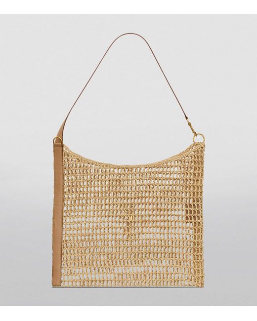Saint Laurent Metallic Raffia Oxalis Crochet Shoulder Bag