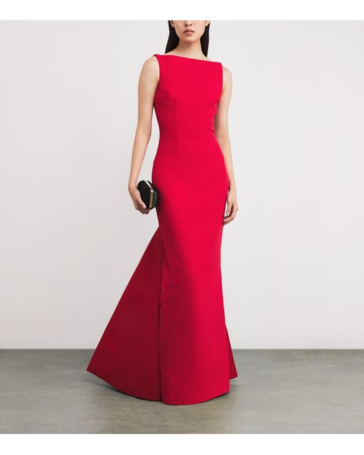 Safiyaa Red Crepe Sloane Gown