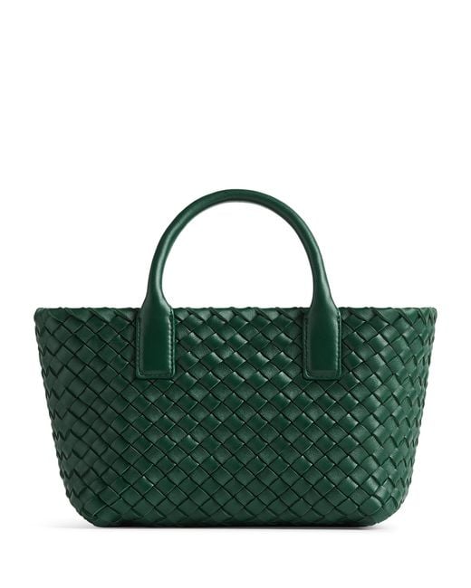 Bottega Veneta Green Mini Leather Cabat Top-Handle Bag