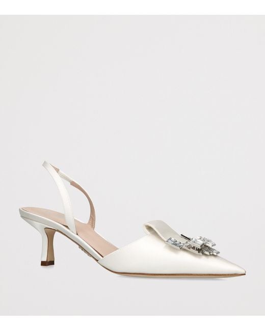 Rodo Metallic Satin Dafne Slingback Heels 75