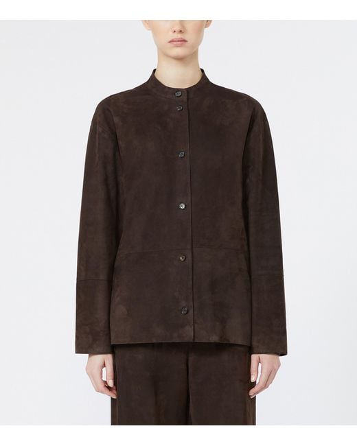 Max Mara Brown Suede Stand-Collar Jacket