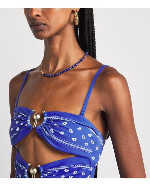 Christopher Esber Blue Bandana Orbit Mini Dress