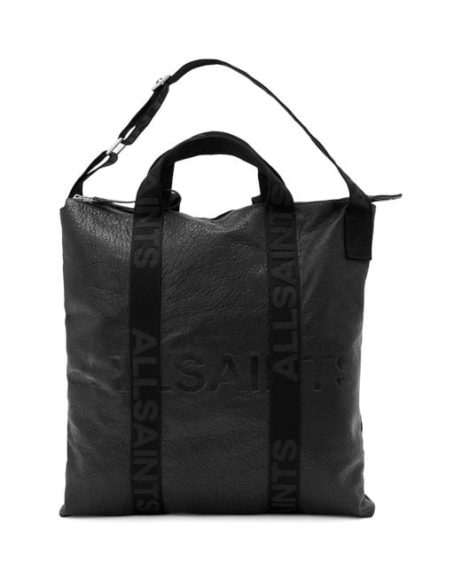 AllSaints Black Leather Kei Backpack for men