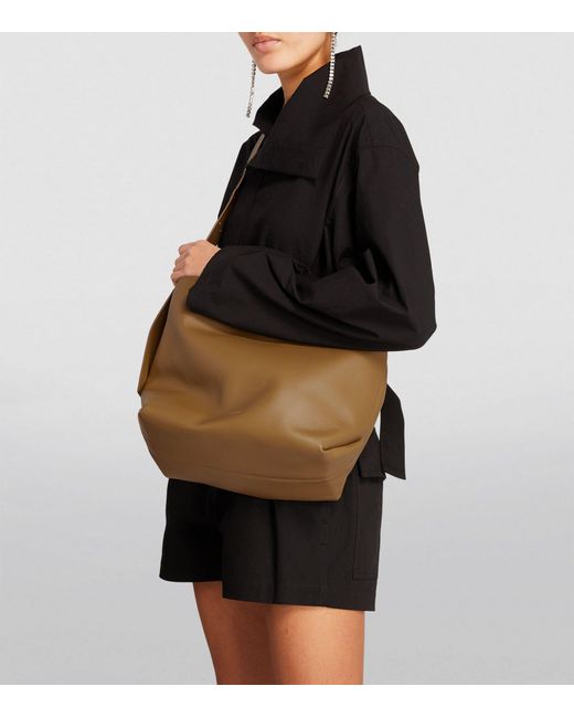 Jil Sander Brown Medium Leather Folded Tote Bag