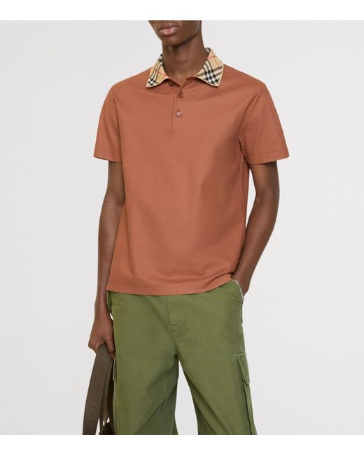 Burberry Brown Cotton Piqué Slim Polo Shirt for men
